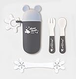 錦化成 ビブクリップセット ミッキーマウス グレー お手持ちハンカチをビブにするお食事便利セット