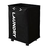 (DORIS) ランドリーボックス 折りたたみ 【ディタ ブラック】 ランドリーバスケット 撥水加工 キャスター付き 取っ手付き 大容量 幅41×奥