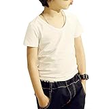 Domybest キッズ tシャツ 男の子 半袖 子供服 Tシャツ 春 夏 薄手 シンプル トップス 衣装 男の子 夏物 2色選べる (80（1-2歳）, ホワイト)