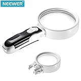 NEEWER イルミネーションLEDハンドヘルド拡大鏡　2取り外し可能なレンズ拡大鏡セット付き(5X＆10X) シニア読書、趣味、工芸品、コンピュータの修復とジュエリールーペに最適 【並行輸入品】