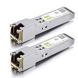10Gtek 10/100/1000Base-T カッパー SFPモジュール, オート ネゴシエーション SFP to RJ45 Mini-GBIC 光トランシーバ, Cisco GLC-T(10/100/1000)/SFP-GE-T(10/100/1000)互換 2個入り