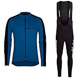 [Wisdom Leaves] 長袖 サイクルジャージ サイクルジャケット 上下セット ゴルフウェア ウィンドブレーカー 登山 フード付 自転車ウェア Set-Dark Blue-XS