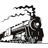 ufengke Steam Train壁飾り、子供の部屋保育園取り外し可能な壁のステッカー壁画 ブラック LEPAZC509