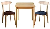 お一人様 コンパクトダイニング３点チェアセット ナチュラル 横幅68cm テーブル + チェア2脚 チェア５色 15通りのカラバリ １Kでも置ける