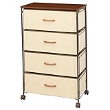 ドウシシャ(DOSHISHA) 組立簡単 布製 ファブリック ボックス チェスト 4段 幅60×奥行34.5×高さ93.5cm ナチュラル MFB60-4NA