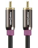 FosPower (3m) オーディオ RCA(オス) to RCA(オス) サブウーファーケーブル, 24K金メッキコネクター, S/PDIF、デジタル、コンポジット映像インターフェース対応