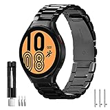 [HATALKIN] バンド Compatible with Galaxy Watch4 44mm/40mm バンド ギャラクシー ウォッチ4 バンド 44mm ステンレス製 Galaxy Watch4 40mmベルト 交換性 調整可能 ビジネス風（ブラック）