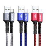 GHNTJAP USB Type C ケーブル 1M 3本/3色 USB A to USB C ケーブル 3A急速充電 QC3.0対応 USB タイプc iPhone15/Galaxy/Pixel/Xperia/LG等タイプc機器対応-（赤/青/灰色）