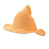 ベビー用ハット Hosam　女の子　ニット　魔女帽子　春　秋　冬　日焼け止め 防寒　お出かけ用　赤ちゃんニット帽誕生日 出産祝い 記念写真の衣装にベビー 防寒帽子 (オレンジ)