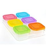 Deylaying 6個のプラスチック製食品容器をセットベビーミニ離乳凍結ポットボックス冷凍保存（混合色、ランダム）