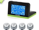 Hain@ Auto Wireless Solar Energy TPMS Tire Pressure Monitor System with 4 External Valve-cap Sensors