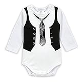 エルフ ベビー(Fairy Baby)ベビー長袖フォーマル風ボディスーツ 肌着 長袖 男の子 ネクタイ風(サイズ：4-6M)