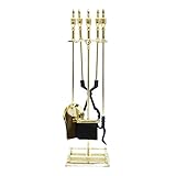 Minuteman International 5 Piece Polished Brass Urnハンドル暖炉ツールセット