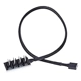 Homefunny 4ウェイ　PWM　スプリッタ　ハブ　4ピン/ 3ピン　CPU　コンピュータ　ファン　黒　スリーブ　12V　 (ブラック)