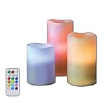 【ELEEJE】 癒しの灯り LED キャンドル 蝋 ワックス 3個セット 自動消灯 タイマー 照明モード リモコン付 & フローティング キャンドル バスルーム インテリア イルミネーション (12