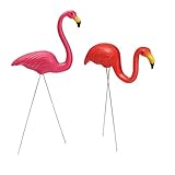 Perfk ２個　ピンク＆レッド　フラミンゴ　庭　池　置物　アート装飾　全2タイプ - タイプ2
