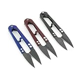 uxcell バネ鋏　メタル製鋏　カッターツール　スレッド　三色　ブルー　レッド　3個入