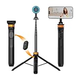 K&F CONCEPT マグネット式 自撮り棒 Magasfe対応 スマホ三脚 162cm 7段階伸縮 360°+270°角度調節 スマホ 三脚スタンド 軽量 コンパクト 片手操作 ワイヤレスリモコン付き iPhone 17/16/15/14/13/12シリーズに対応