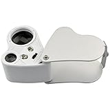 cnomg　ジュエリールーペ　拡大鏡　LEDライト付き　宝石鑑定 昆虫観察 ダブルレンズ　３０倍　６０倍　ホワイト