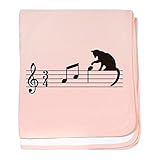 CafePress – Cat Toying with Note v。1 – スーパーソフトベビー毛布、新生児おくるみ ピンク 06675172746832E