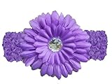 パープルJewel Gerbera Daisy Flowerパープルかぎ針編みヘッドバンドGerber – girls子ベビー幼児アパレルヘッドヘアバンドリボンリボンガールズソフト幼児Youthアクセ