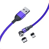 マグネット 充電ケーブル 5ピン 540度回転18 W USB充電ケーブル データ転送 2 in 1 Type-C/Micro USBなど対応 ナイロン編組コード (1m)