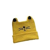 VBIGER ベビーニット帽子　幼児　冬　ビーニー帽　暖かいニットキャップ　猫の耳の形 (イエロー)