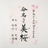 [萌舟] 毛筆代書付き命名書 A４サイズ 桃色さくら