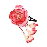 レッド 浴衣 髪飾り クリップ キッズ ぶら下がりつきふんわりフラワー 花 ヘアアクセサリー
