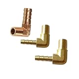 Dovewill 真鍮製　3サイズ入りセット　90度　ホース　テール　パイプ　ガス　雄エルボー　バーブ付き　継手　長寿命　交換容易　ツールセット　6/8/10ミリメートル