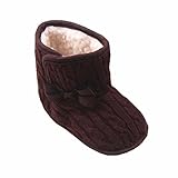 Zerowin Baby Toddler Girls Fleece Woollen Fur Knitted Bowknot Snow Boots Warm Winter Soft Shoes (12-