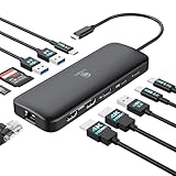 i-magBac ノートパソコン用ドッキングステーション デュアルモニター 2 HDMI 11-in-1 USB C 4K/60Hz デュアルディスプレイドック 1Gbpsイーサネット 100W USB C PDポート 5つのUSB A/Cポート SD/TFカードスロットDell、HP、Lenovo、Surface用 (ブラック)