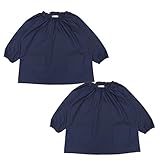 よつば洋品店オリジナル 長袖無地スモック (120ネイビー2枚組) 【QO-YY268】 ※同サイズ同色セット