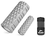 MOJEER フォームローラー 筋膜リリース 大小2個セット 筋膜ローラー ストレッチローラー グリッドフォームローラー YJZ033 (グレー,L)