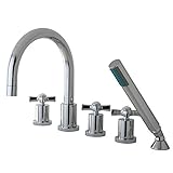 KINGSTON BRASS KS83215ZX Millennium Roman Tub Filler with Hand Shower, Polished Chrome, 5-Piece [並行輸