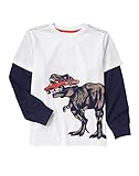 Gymboree Big Boys' Long Sleeve Trex Tee White 6 [並行輸入品]