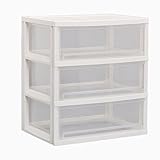 アイリスオーヤマ 収納ボックス 引き出し ワイドチェスト 収納家具 タンス 3段 衣類収納ケース 家具 多段収納 おしゃれ チェスト ホワイト/クリア AJ-533