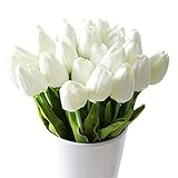Labellevie 10 Pcs Mini Tulip Flower Artificial PU Home Party Wedding Decoration White [並行輸入品]