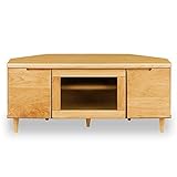 コーナー テレビ台 クエルノ ハイタイプ おしゃれ シンプル テレビボード ナチュラル 収納 天然木 TV台 完成品 棚 三角 コンパクト ガラス扉 TVボード オーディオラック アルダー材 扉付き 壁寄せ 壁面 木製 家具 寝室 テレビラ