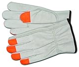 MCR Safety 3213MCHVSP Grain Cow Full Leather Driver Industry Grade Men's Gloves with High Visibility
