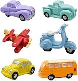 Pinenjoy 6個 ミニ車置物 ミニチュア 昭和時代車置物 ミニフィギュア バイク 自働車 飛行機 ドラック バス ミニカー 乗り物おもちゃ 知育おもちゃ カーモデル 可愛い クラフト飾り 盆栽 ガーデン マイクロ風景飾り (3-7cm)