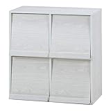 不二貿易(Fujiboeki) ディスプレイラック 4マス ホワイトウォッシュ 幅80cm 99282