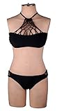 Florataレディースビキニセットセクシーメッシュパッド入りブラタンキニスイムウェア水着ビーチウェア カラー: ブラック