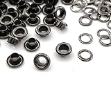 2[ハ4] 400組入 ハトメ 4mm 両面ハトメ 座金付 穴あけ 鉄製 ハトメ金具 鳩目 穴径4mm レザークラフト ハトメ ドール ハトメ 足長3mm 傘 径8mm 穴径4mm 400個入 黒ニッケル