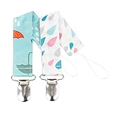 Bumkins Pacifier Clip 2 Pack, Girl (G67-Raindrop/Umbrella) by Bumkins