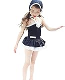 HIMOE 水着 女の子 キャミソール風 3点セット キッズ水着 スクール水着 スイムウエア 撮影服 紫外線対策 UVカット コスチューム (100サイズ, ブラック)
