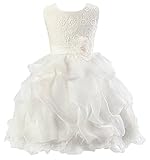 (コ-ランド) Co-land 女の子 キッズドレス 長袖 ワンピース ノースリーブ 子供 チュール リボン 花飾り ガールズ フォーマル フラワーガール 演奏会 結婚式 ホワイト 130