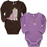 baby GAP キャット グラフィック ロンパース 長袖（パープル・ブラウン）【6ヶ月~2歳】（並行輸入品） (3, ブラウン)