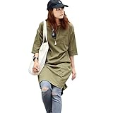 Pearls　ビッグシルエットの授乳口つき ロングワンピースTee (khaki)