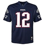 トム新しいEngland Patriots Brady # 12ユースミッドティアNavy Jersey with Super Bowl XLIX Champions Tシャツ